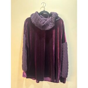 NWT Suzanne Betro Weekend Velvet Knit Cowl Neck Tunic Top Plum Purple 1X